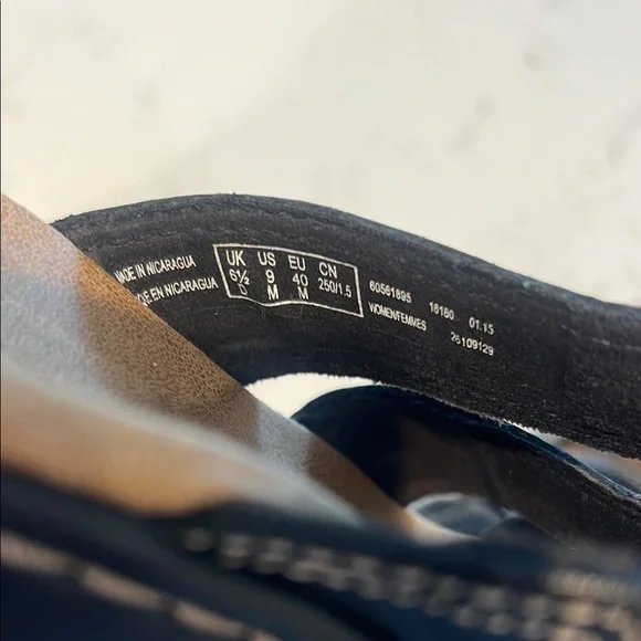 Clarks Black Leather Slide Sandals - Picture 8 of 9